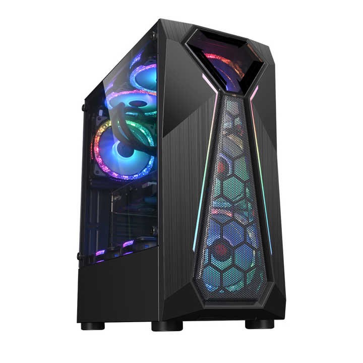 desktop atx pc oem all in one custom with lcd temperature display dustproof RGB gaming case pc casing